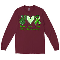 Burgundy Peace Love Cure Non Hodgkins Lympoma Long Sleeve Tee - Jasminsmagicworld