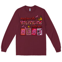 Burgundy my favorite valentine calls me mama Long Sleeve Tee - OliviaCreatesArt