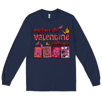 Navy my favorite valentine calls me mama Long Sleeve Tee - OliviaCreatesArt