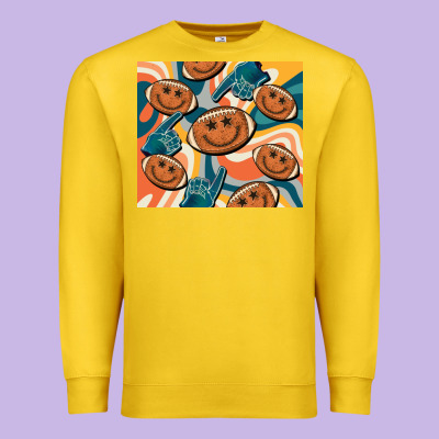 Football Smiley Face Premium Sweatshirt Designed By Barkaloodesign