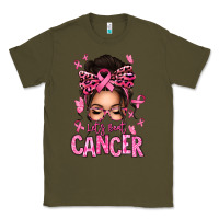 Army Green lets beat cancer afro messy bun Classic Tee - texasbilliewilder
