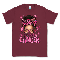 Burgundy lets beat cancer afro messy bun Classic Tee - texasbilliewilder