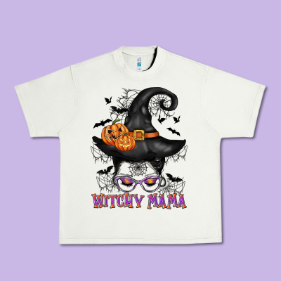 Witchy Mama Messy Bun Urban Heavy Tee Designed By Cowgirlartshop