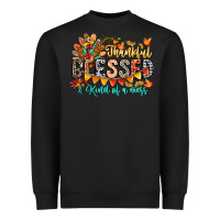 Black Thankful Blessed Kind Of Mess Heavyweight Sweatshirt - CowhideDigitalArt