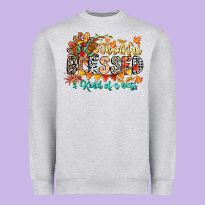 Thankful Blessed Kind Of Mess Heavyweight Sweatshirt Designed By Cowhidedigitalart