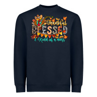 Navy Thankful Blessed Kind Of Mess Heavyweight Sweatshirt - CowhideDigitalArt