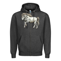 Charcoal Heather percheron horse Zipper Hoodie - LillyAllenDesigns