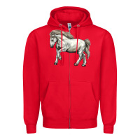 Red percheron horse Zipper Hoodie - LillyAllenDesigns