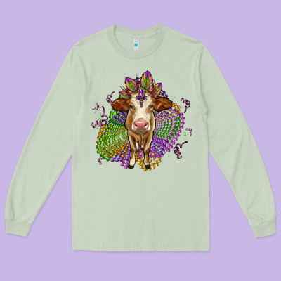 Simmental Mardi Gras Long Sleeve Tee Designed By Oliviacreatesart