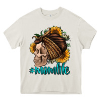 Cream momlife skull with bandana Heavy Core Tee - Jasminsmagicworld