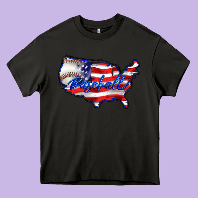 Usa Flag Baseball Heavy Core Tee Designed By Barkaloodesign