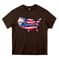 Chocolate Brown usa flag baseball Heavy Core Tee - BarkalooDesign