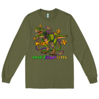 Army Green mardi saurus rex olivia Long Sleeve Tee - OliviaCreatesArt