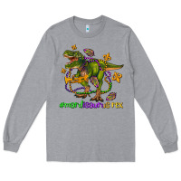 Heather Grey mardi saurus rex olivia Long Sleeve Tee - OliviaCreatesArt