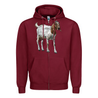 Burgundy Boer Goat Zipper Hoodie - LillyAllenDesigns
