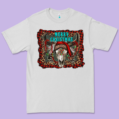 Merry Christmas Bull Skull Premium Tee Designed By Ranaportraitstore