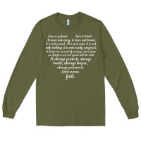 Army Green Love is patient Love is Kind 1 Corinthians 1348 Long Sleeve Tee - trangStudio