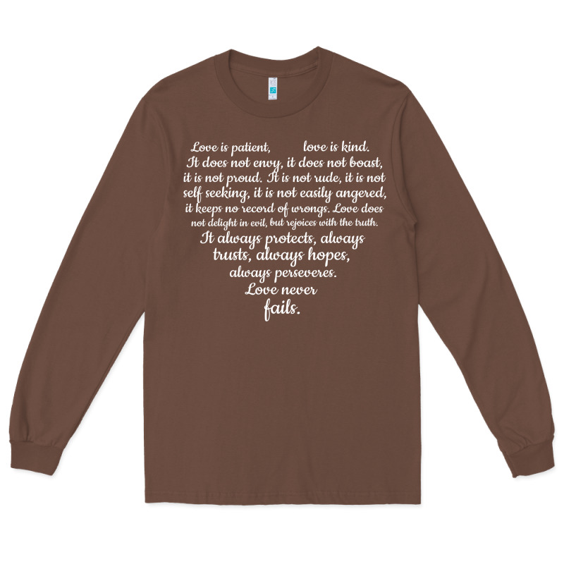 Love Is Patient Love Is Kind 1 Corinthians 1348 Long Sleeve Tee by trangStudio | Teevron