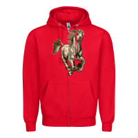 Red percheron horse Zipper Hoodie - LillyAllenDesigns