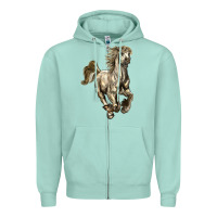 Seafoam percheron horse Zipper Hoodie - LillyAllenDesigns