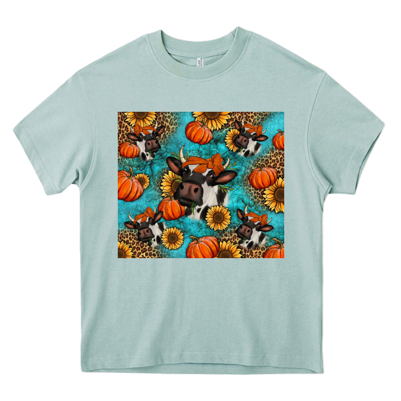 Autumn Pumpkins Holstein Cow Heavy Core Tee by Jasminsmagicworld | Teevron