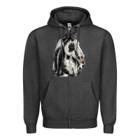 Charcoal Heather paint horse Zipper Hoodie - LillyAllenDesigns