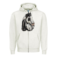 Oatmeal Heather paint horse Zipper Hoodie - LillyAllenDesigns
