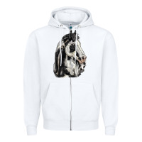White paint horse Zipper Hoodie - LillyAllenDesigns