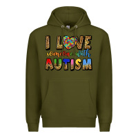 Army Green i love someone with autism Premium Hoodie - LillyAllenDesigns