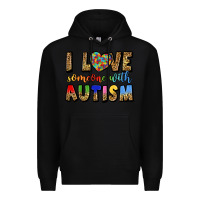Black i love someone with autism Premium Hoodie - LillyAllenDesigns