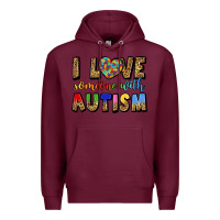 Burgundy i love someone with autism Premium Hoodie - LillyAllenDesigns