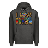 Charcoal Heather i love someone with autism Premium Hoodie - LillyAllenDesigns