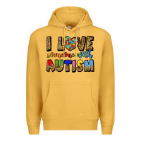 Mustard i love someone with autism Premium Hoodie - LillyAllenDesigns