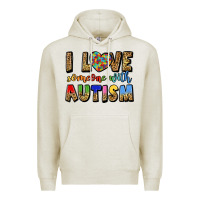 Oatmeal Heather i love someone with autism Premium Hoodie - LillyAllenDesigns