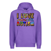 Purple i love someone with autism Premium Hoodie - LillyAllenDesigns