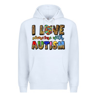 White i love someone with autism Premium Hoodie - LillyAllenDesigns