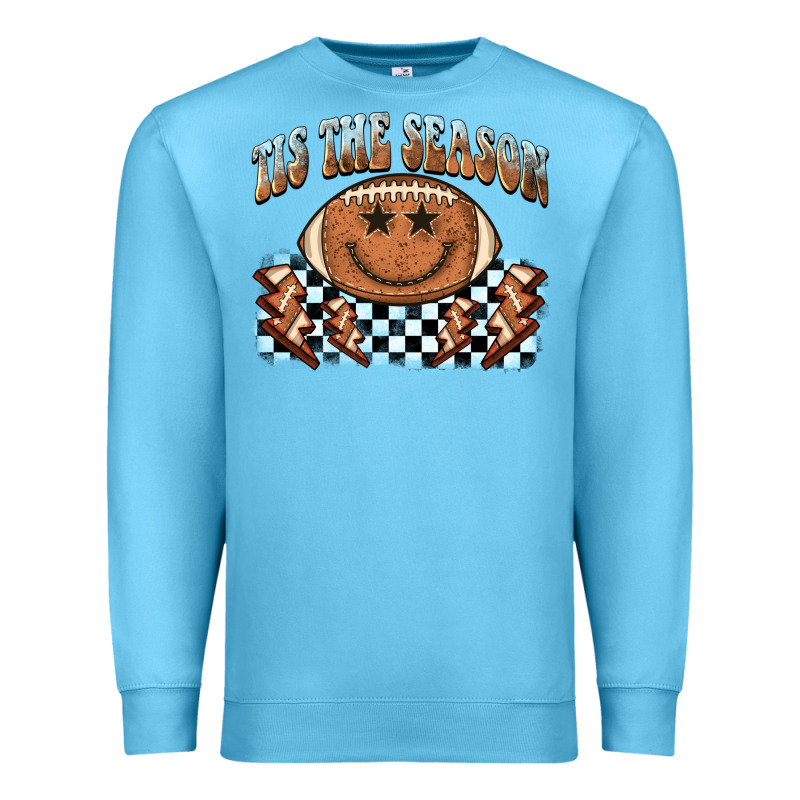Tis The Season Football Smiley Face Premium Sweatshirt by BarkalooDesign | Teevron