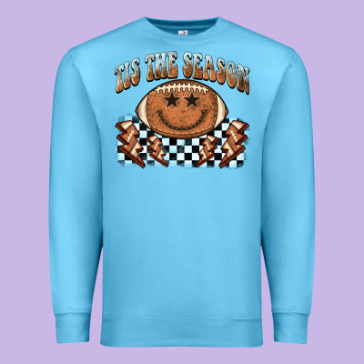 Tis The Season Football Smiley Face Premium Sweatshirt Designed By Barkaloodesign