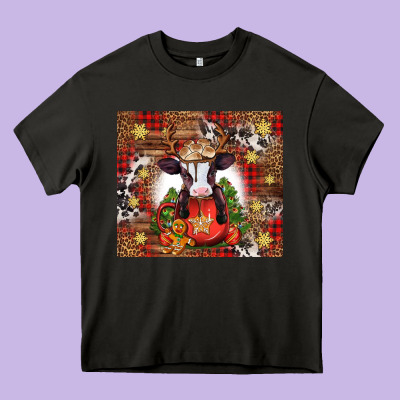 Christmas Baby Cow Hot Cocoa Heavy Core Tee Designed By Jasminsmagicworld