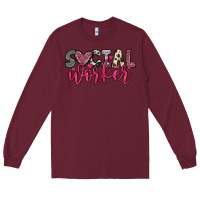 Burgundy social worker Long Sleeve Tee - OliviaCreatesArt