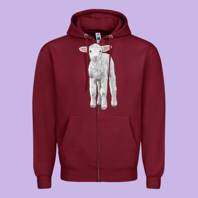 Merino Wool Baby Sheep Zipper Hoodie Designed By Lillyallendesigns