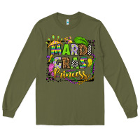 Army Green mardi gras princess Long Sleeve Tee - OliviaCreatesArt