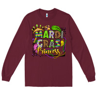 Burgundy mardi gras princess Long Sleeve Tee - OliviaCreatesArt