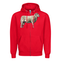 Red katahdin sheep Zipper Hoodie - LillyAllenDesigns