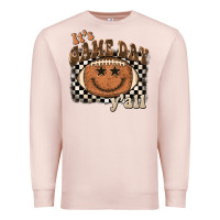 Pale Pink it's game day y'all football smiley face Premium Sweatshirt - BarkalooDesign