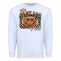 White it's game day y'all football smiley face Premium Sweatshirt - BarkalooDesign