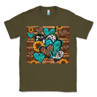 Army Green turquoise sunflower hearts Classic Tee - Jasminsmagicworld