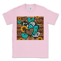 Bubblegum Pink turquoise sunflower hearts Classic Tee - Jasminsmagicworld