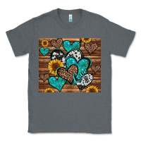 Charcoal Heather turquoise sunflower hearts Classic Tee - Jasminsmagicworld
