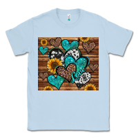 Dusty Blue turquoise sunflower hearts Classic Tee - Jasminsmagicworld